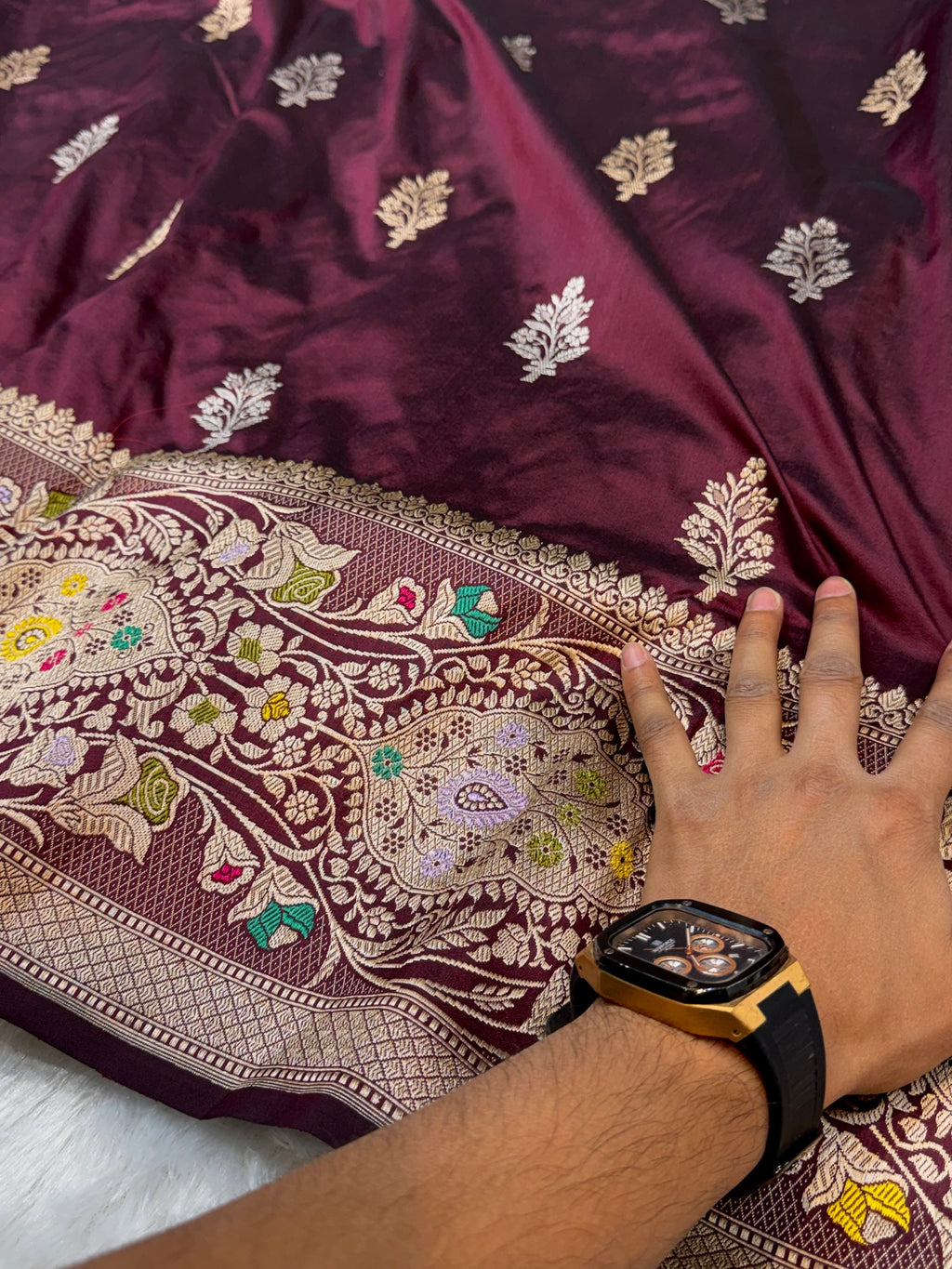 Coffee Brown 100% Pure Banaras Katan Silk Handloom Handwoven Pattu Saree