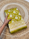 Mehendi Green 100% Pure Banarasi Katan Silk Meenakari Sareee