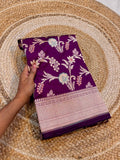 Wine Purple 100% Pure Banarasi Katan Silk Meenakari Saree