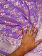 Prebook | Lavender 100% Pure Banarasi Katan Silk Meenakari Saree