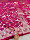Rani pink Banarasi SemiKatan Silk Partywear Saree