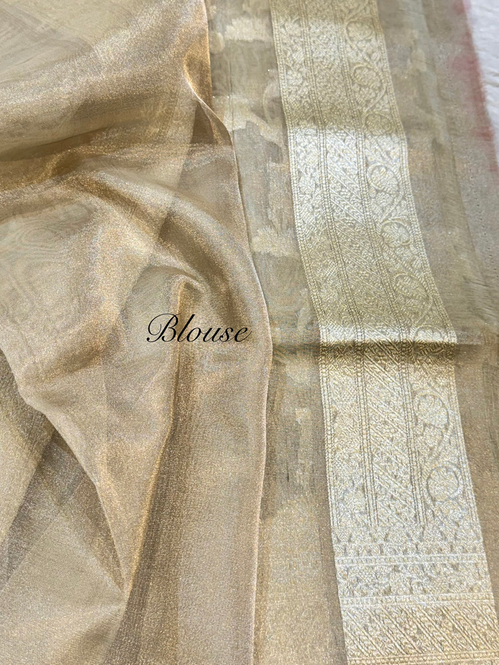 Diamond Golden 100% Pure Tissue Silk Banarasi Partywear Saree