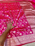 Rani Pink 100% Pure Banarasi Katan Silk Saree