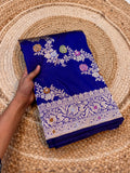 Royal Blue 100% Pure Banarasi Katan Silk Meenakari Saree
