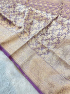 Diamond Lavender 100% Pure Tissue Silk Banarasi Partywear Saree