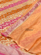 Peach 100% Pure Banarasi Khaddi Georgette RANGKAAT Saree
