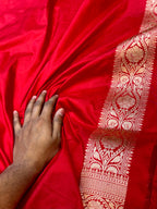 Red 100% Pure Banarasi Katan Silk Saree
