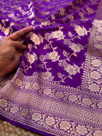 Purple 100% Pure Banarasi Katan Silk Saree