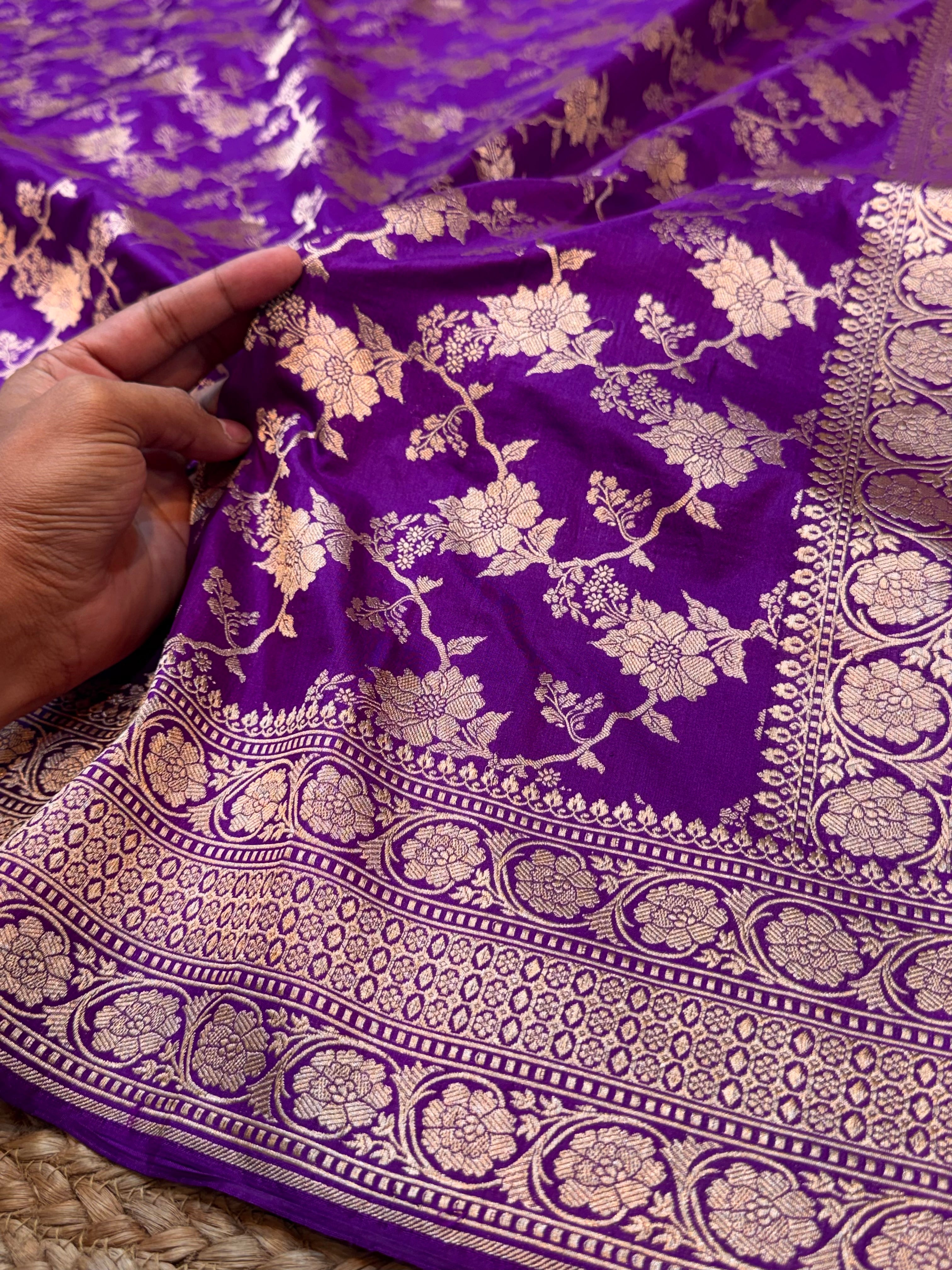 Purple 100% Pure Banarasi Katan Silk Saree
