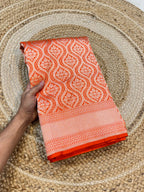 Pebook | Fanta Orange 100% Pure Banarasi Katan Silk Brocade Saree l