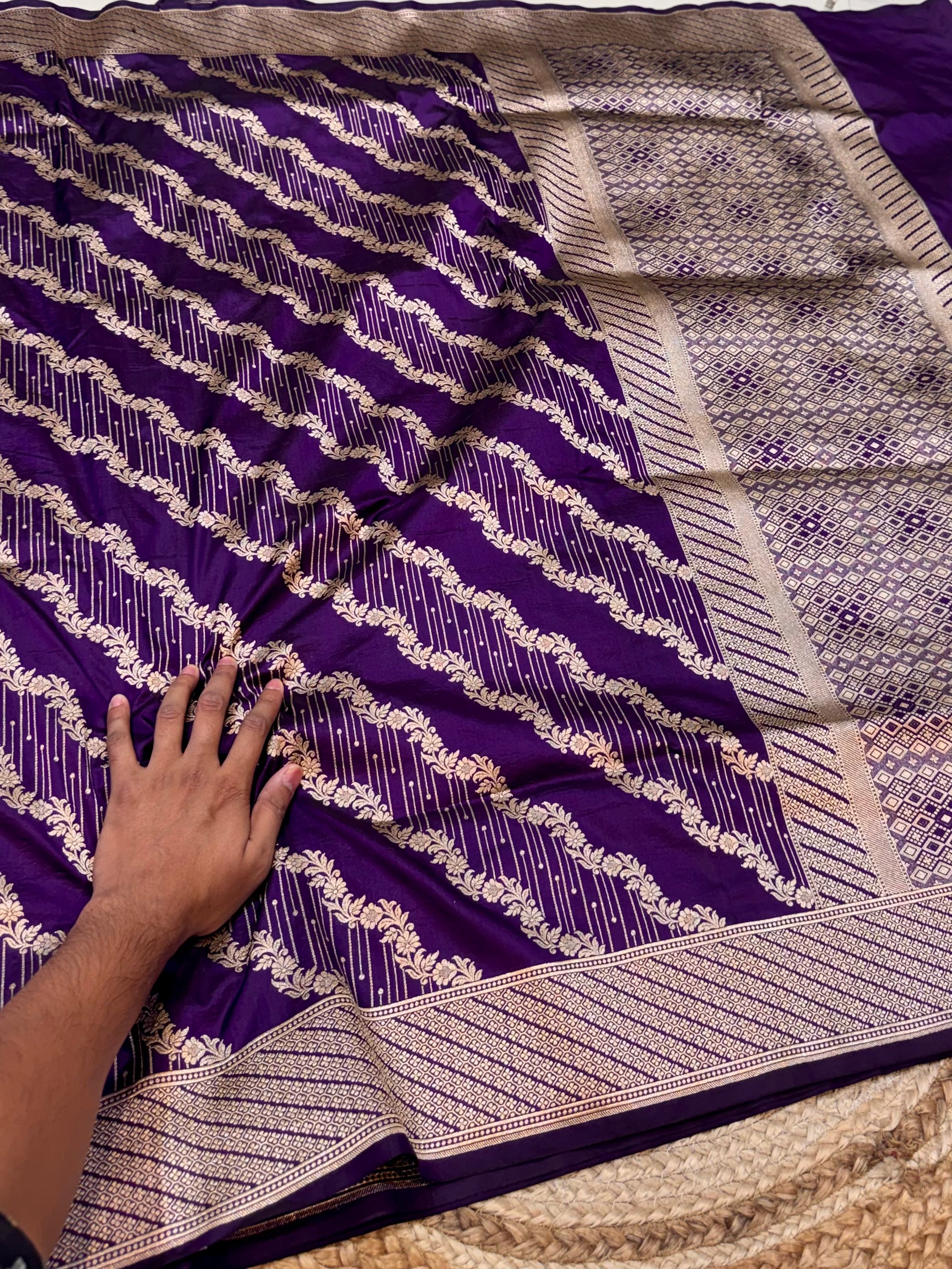 Violet Purple 100% Pure Banarasi Katan Silk Saree