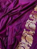 Purple Banarasi Soft Meenakari Mashru Silk Partywear Saree