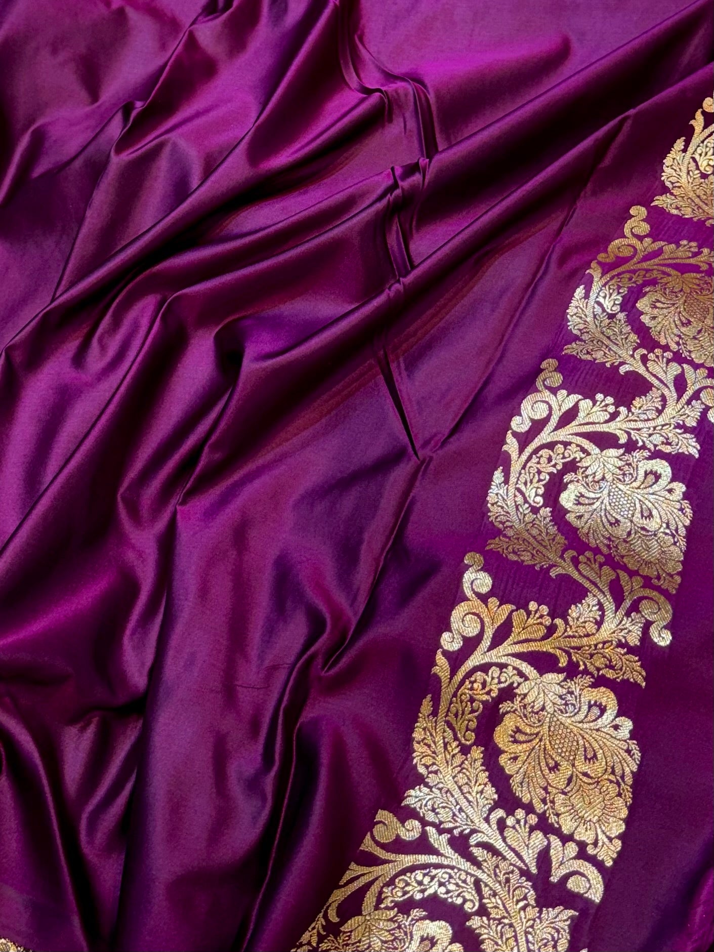 Purple Banarasi Soft Meenakari Mashru Silk Partywear Saree