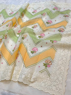 Off White Organza Silk Partywear Banaras Embroidered Lightweight Sarees