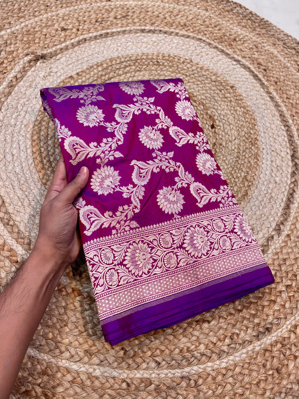 Dual Shade Purple 100% Pure Banarasi Katan Silk Saree