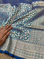 Dual Shade Peacock ue 100% Pure Banarasi Katan Silk Brocade Saree