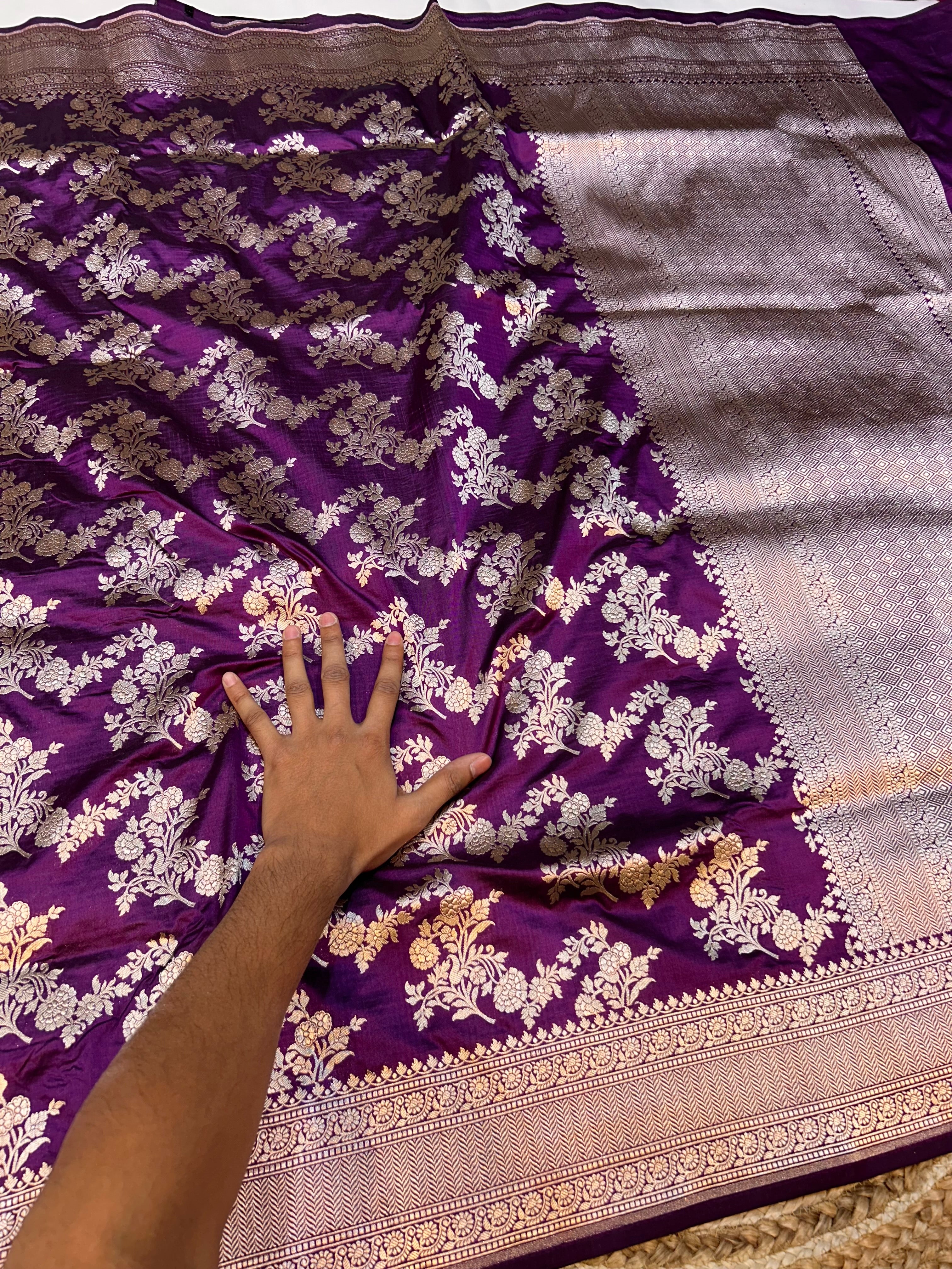 Wine Purple 100% Pure Banarasi Katan Silk Saree