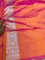 Dual shade Orange-Pink 100% Pure Banarasi Katan Silk Meenakari Saree
