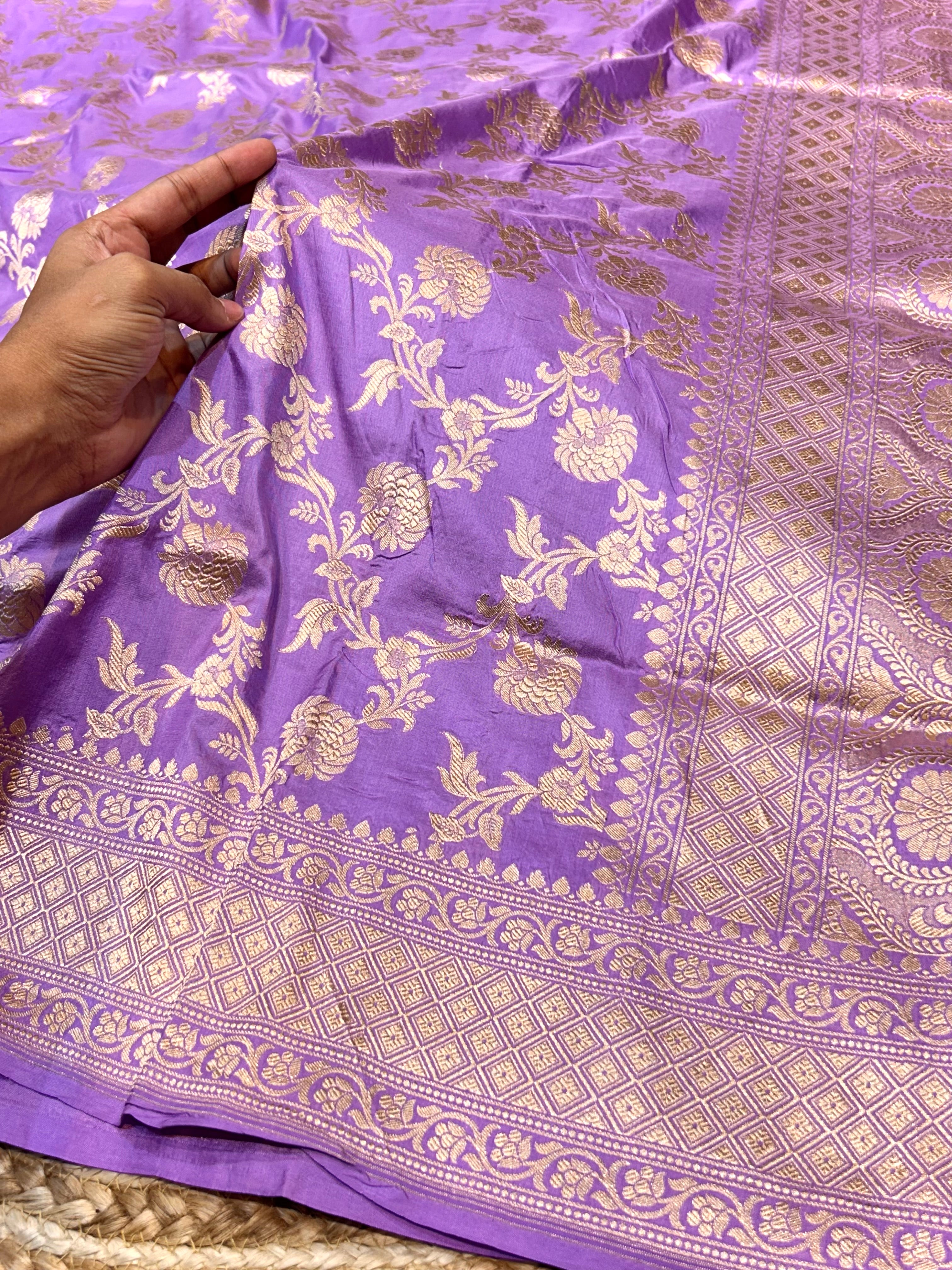 Lavender 100% Pure Banarasi Katan Silk Saree