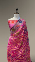 Magenta Pink 100% Pure Ektara Banarasi Kora Jamdani Saree