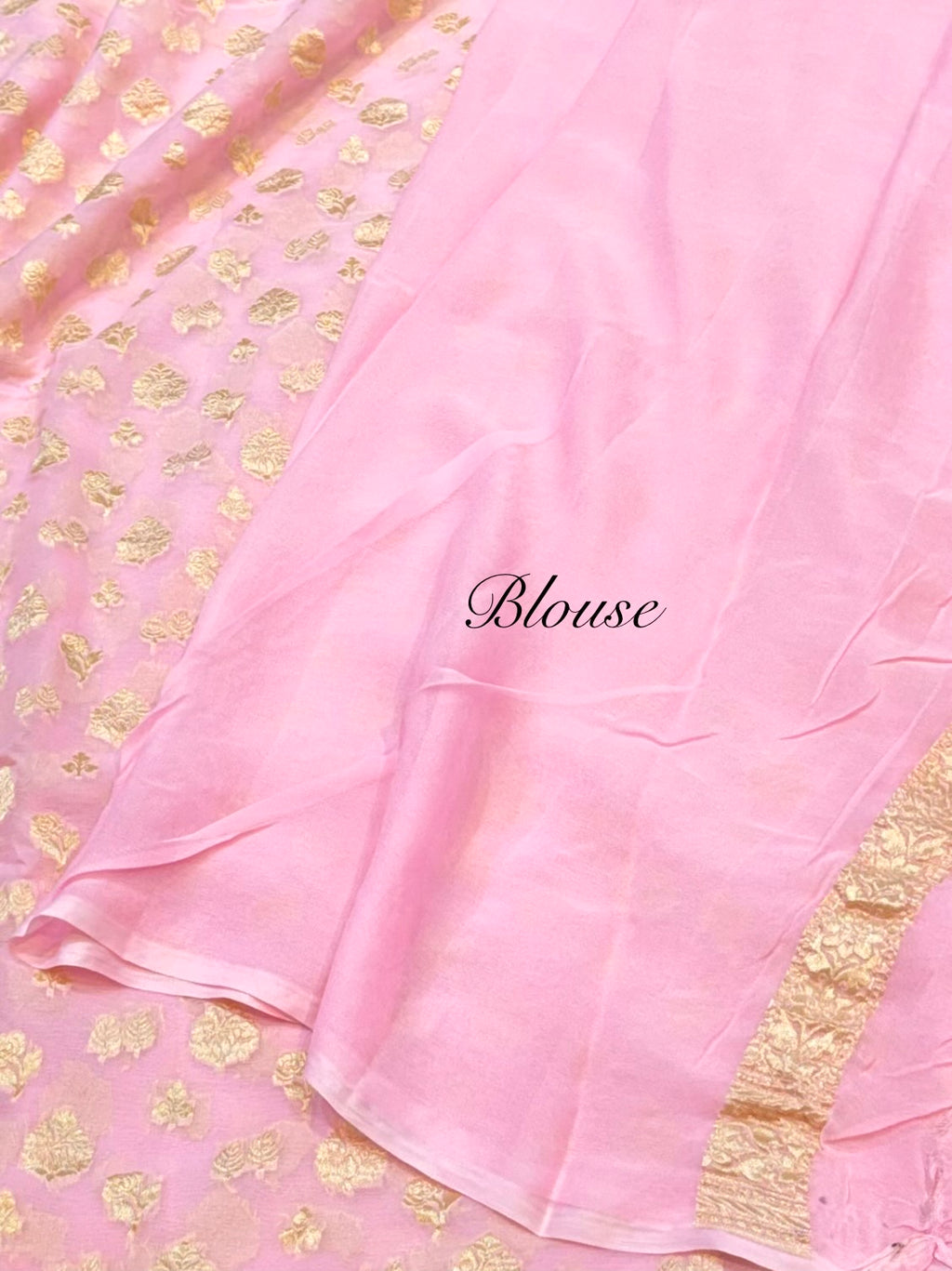 Baby Pink 100% Pure Banarasi Premium Khaddi Georgette Saree