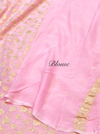Baby Pink 100% Pure Banarasi Premium Khaddi Georgette Saree