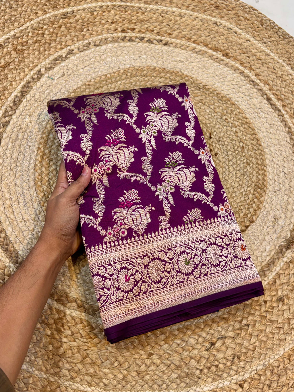 Prebook | Wine Purple 100% Pure Banarasi Katan Silk Meenakari Saree