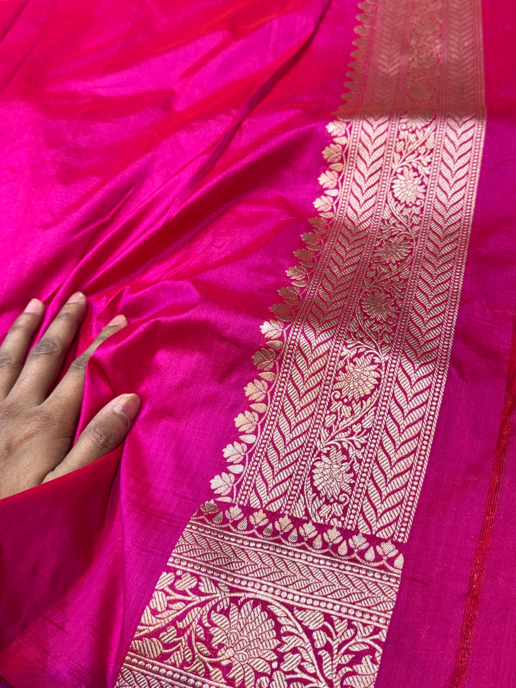 Rani Pink 100% Pure Banarasi Katan Silk Meenakari Saree