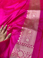 Rani Pink 100% Pure Banarasi Katan Silk Meenakari Saree