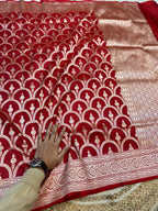 Brick Red 100% Pure Banarasi Katan Silk Saree