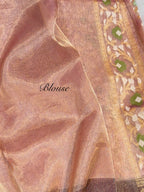 Prebook | Diamond Peach Pure Ektara Banarasi Tissue Jamdani Saree