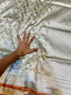 Diamond Green 100% Pure Tissue Silk Banarasi Partywear Saree