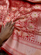 Red Pure Handloom Banarasi Katan Silk Meenakari Brocade Saree