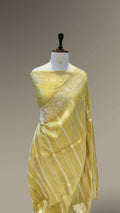 Diamond Green Pure Banarasi Tissue Silk Handloom Handwoven Saree