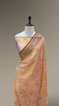 Prebook | Diamond Peach Pure Ektara Banarasi Tissue Jamdani Saree