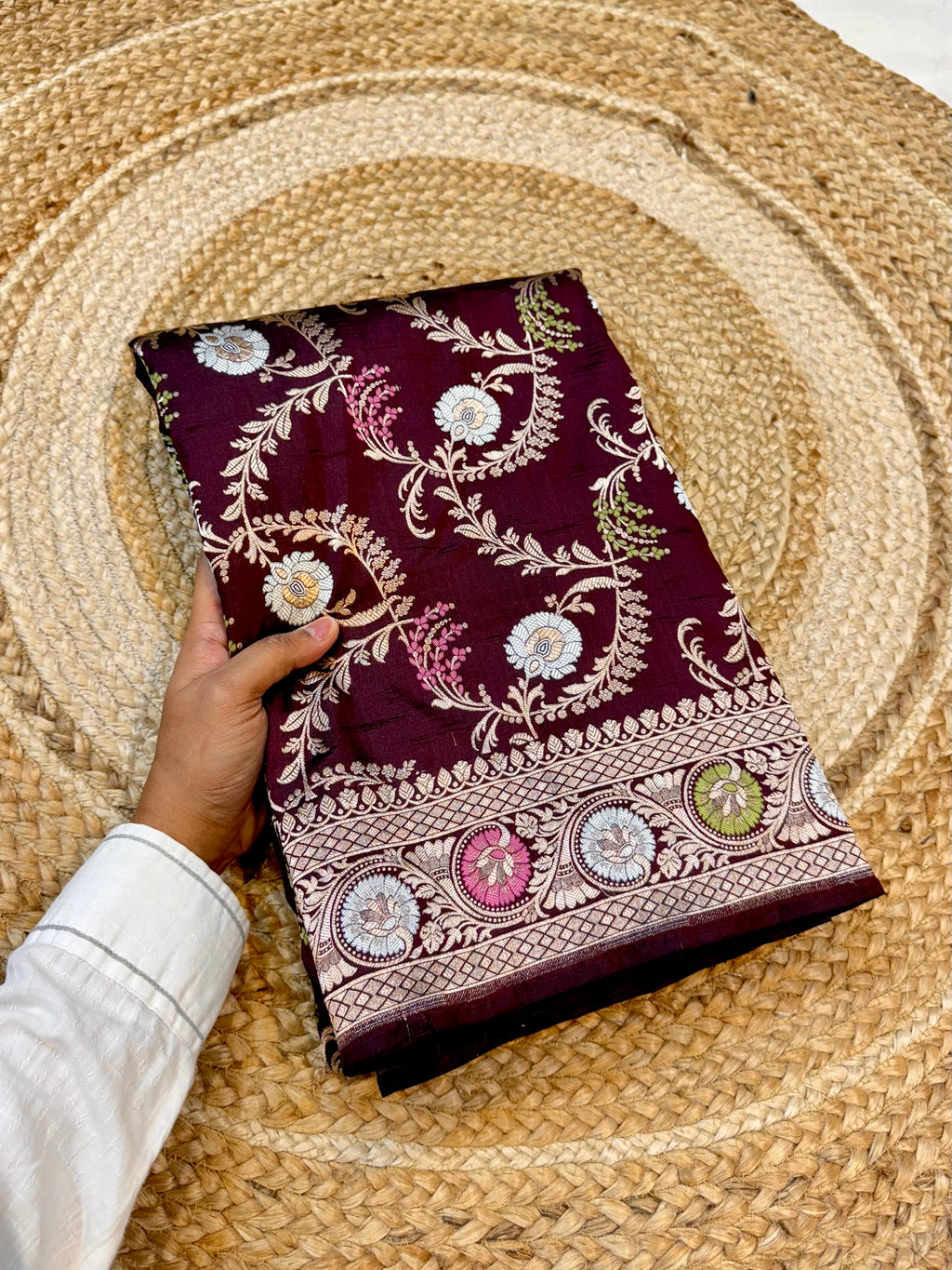 Prebook | Coffee Brown 100% Pure Banarasi Katan Silk Meenakari Saree