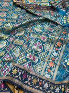 Sapphire Blue Pure Ektara Banarasi Kora Jamdani Saree