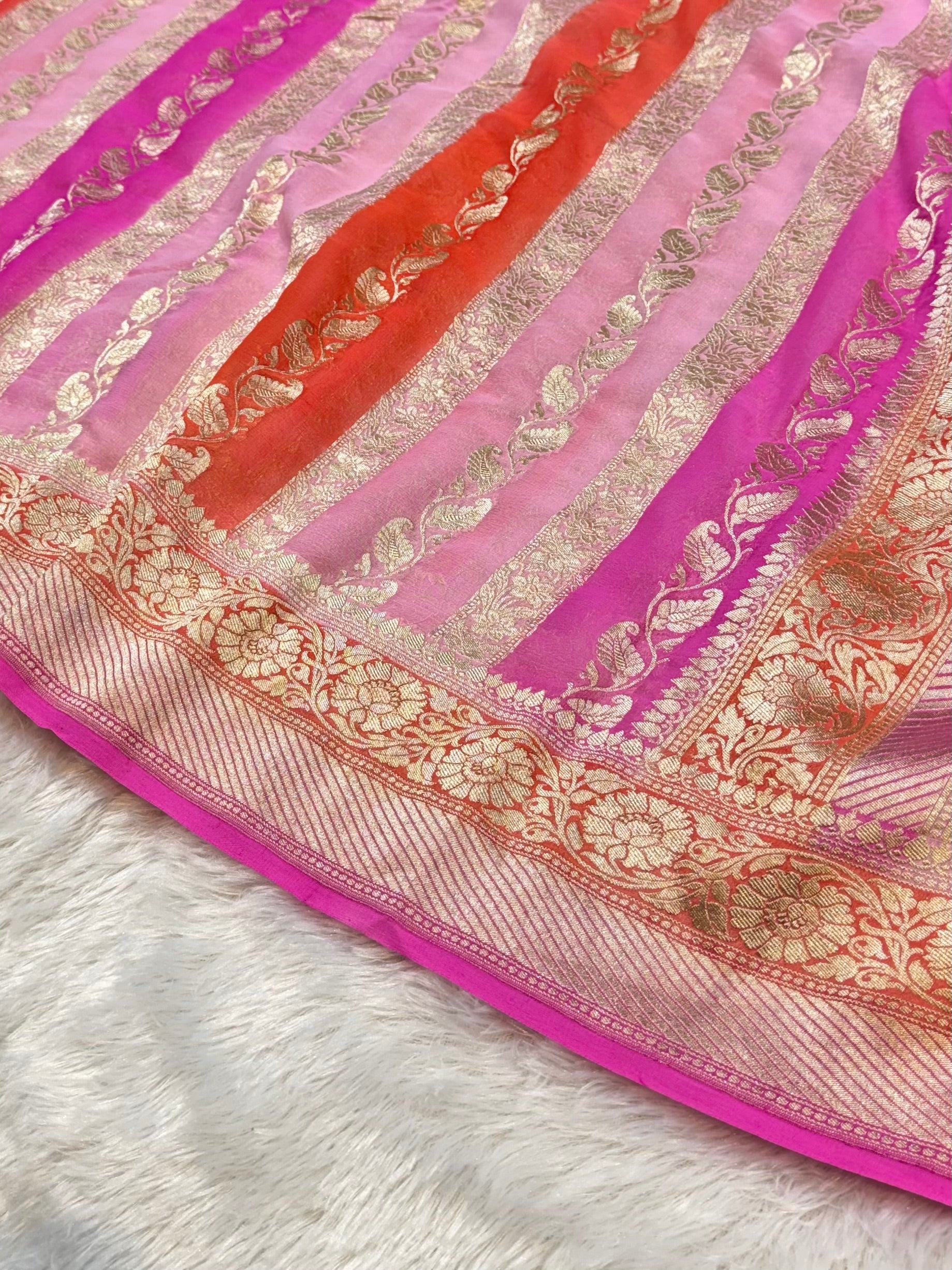 Pink 100% Pure Banarasi Khaddi Georgette RANGKAAT Saree