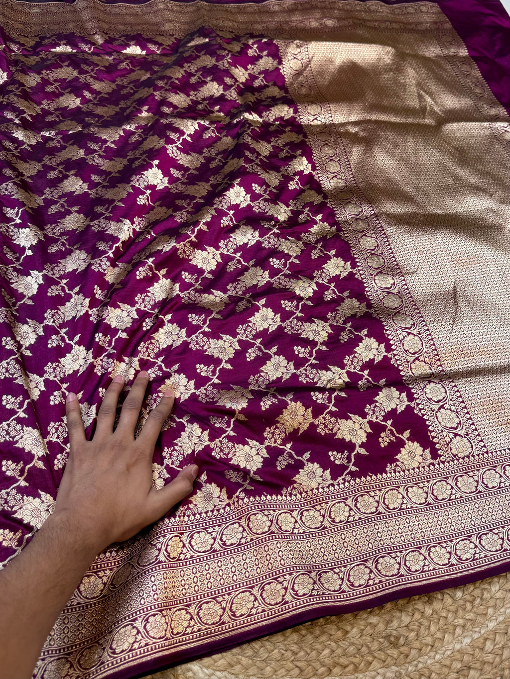 Prebook | Wine Purple 100% Pure Banarasi Katan Silk Saree