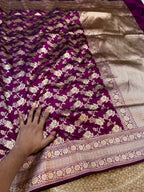 Prebook | Wine Purple 100% Pure Banarasi Katan Silk Saree