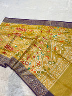 Light Pista Green Pure Ektara Banarasi Kora Jamdani Saree