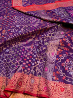 Purple 100% Pure Ektara Banarasi Kora Jamdani Saree