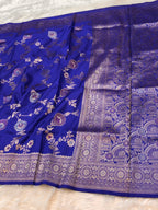 Royal Blue  Banarasi SemiKatan Silk Partywear Saree