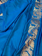Blue Banarasi Soft Meenakari Mashru Silk Partywear Saree