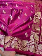 Magenta Pink Banarasi Soft Meenakari Mashru Silk Partywear Saree