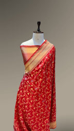 Prebook | Blood Red Pure Banarasi Katan Silk SHIKARGAHMeenakari Saree