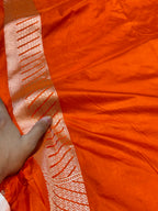 Prebook | Fanta Orange 100% Pure Banarasi Katan Silk Saree