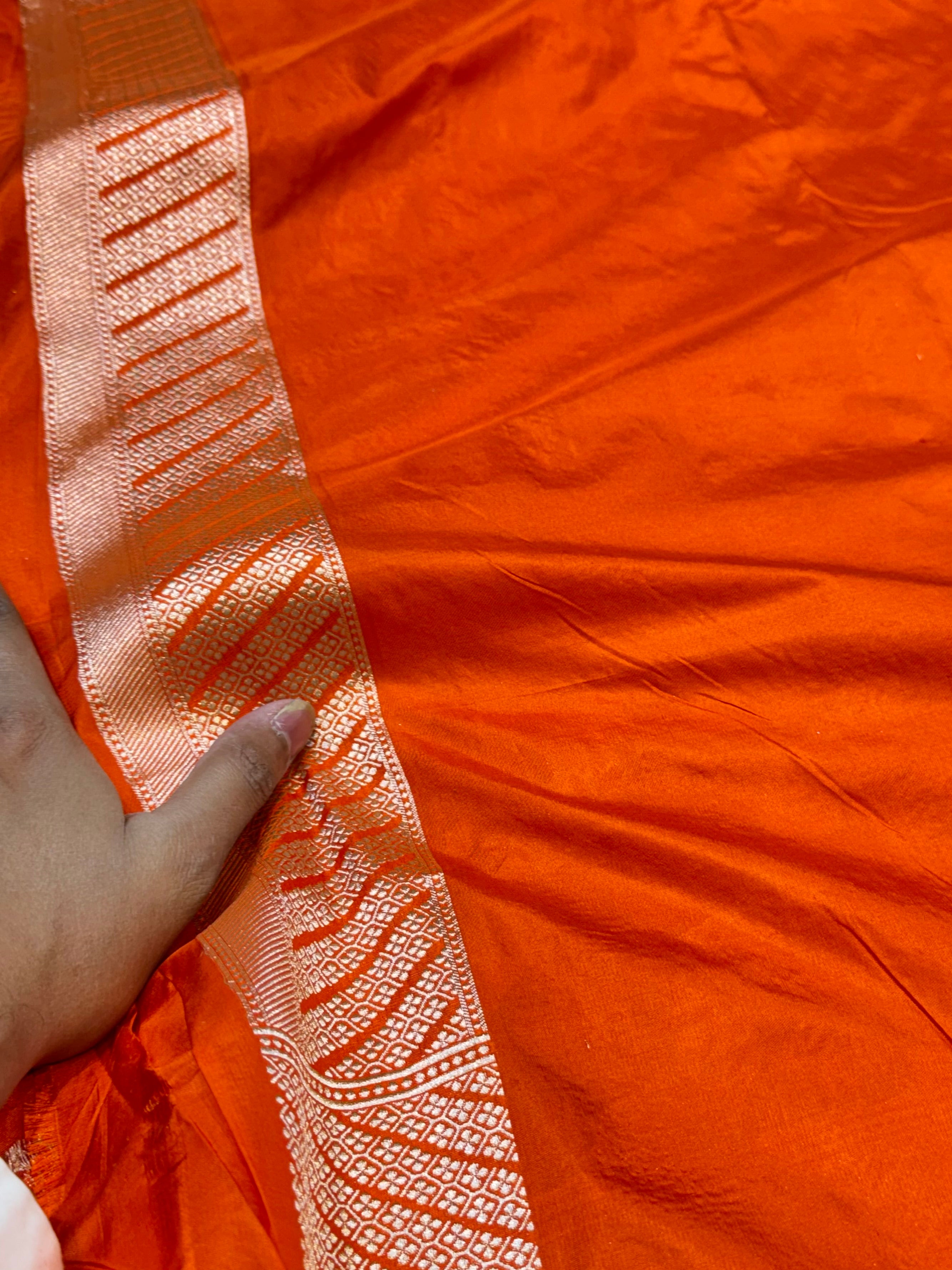 Prebook | Fanta Orange 100% Pure Banarasi Katan Silk Saree