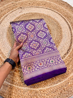 Violet Purple 100% Pure Banarasi Katan Silk Meenakari Brocade Saree