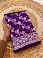 Prebook | Violet Purple 100% Pure Banarasi Katan Silk Saree